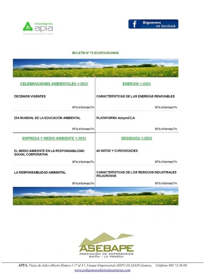 Boletín Ecopolígonos Nº 73